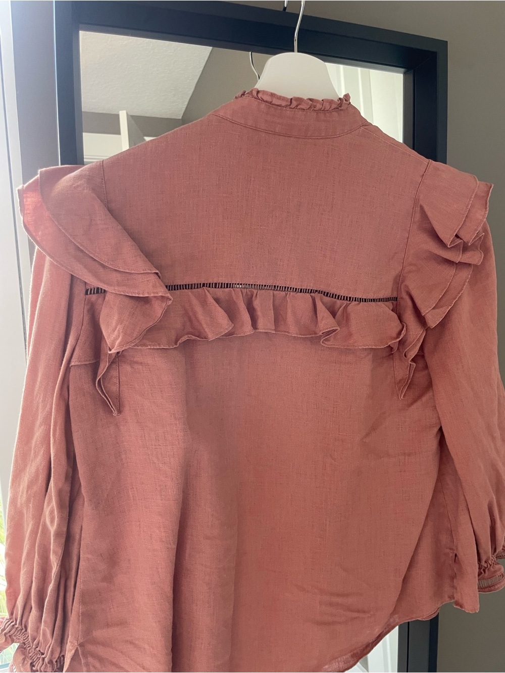 Veronica Beard Ruffle-Trim Blouse in Dusty Rose - Picture 4 of 4